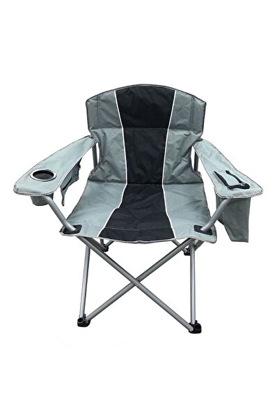 TALETRENT Siyah Gri Kamp Sandalyesi Buz Çantalı