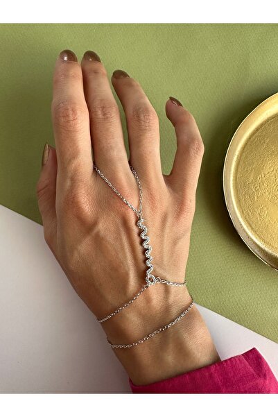 ringbox Gümüş Renkli Zirkon Taşlı Yılan Şahmeran