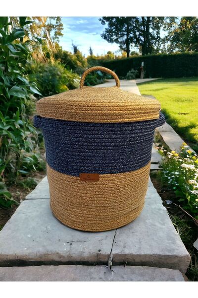 Generic Brand Jute Straw Basket Organizer Toy Laundry Basket with Lid