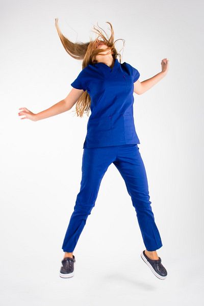 Uçak Medikal Indigo Blue U-flex Lycra Single Top