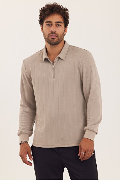 İLKCET MODA Φούτερ με κανονικό γιακά με φερμουάρ Jacquard