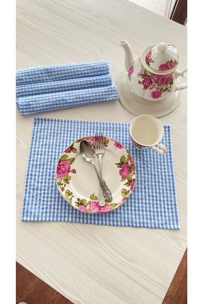 White Alamode Σετ σέρβις Gingham Blue American