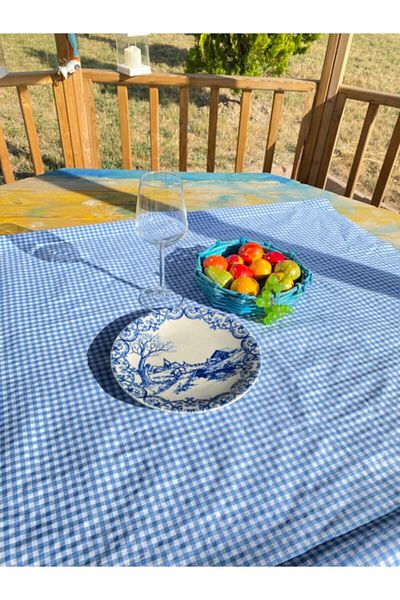White Alamode Față de masă Gingham Blue