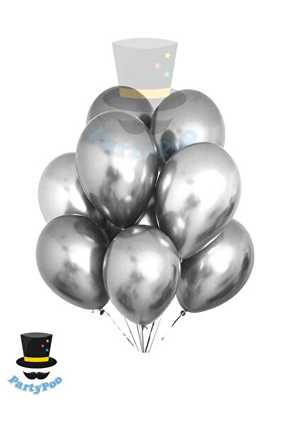 PartyPoo Gray Metallic Colored 10-piece Balloon Set