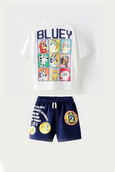 HAVİSA KİDS Boy's New Season Blue Printed Shorts and T-Shirt Set