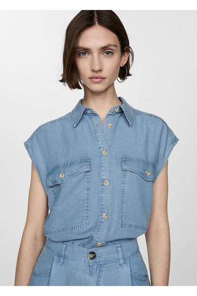MANGO Woman Sleeveless Lyocell Shirt