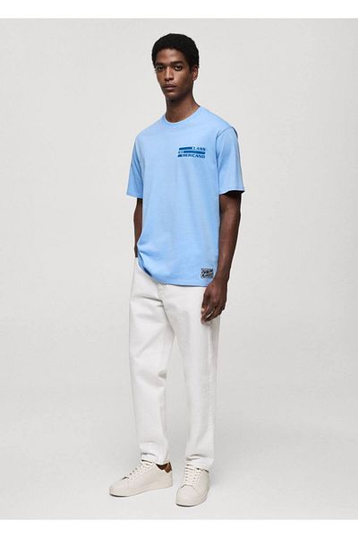 MANGO Man T-shirt με στάμπα 100% βαμβάκι