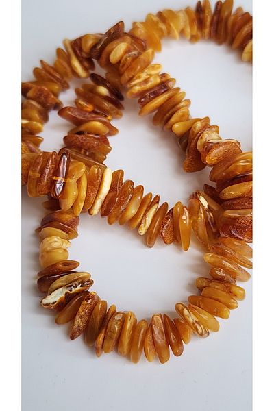 Kehribar Sarayı Drop Amber Large Grains Natural Unisex Necklace 50 cm