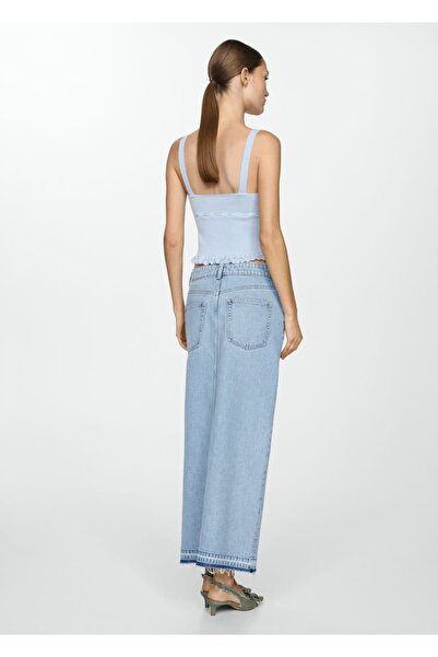 MANGO Woman Dikişsiz Denim Etek