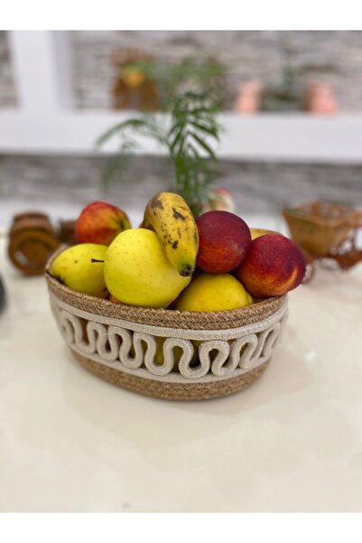 ModaCardin Organizator coș din răchită de iută, coș brodat pentru pâine și fr...