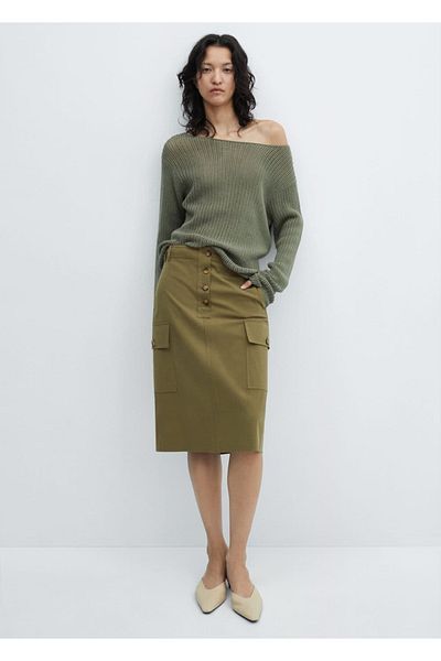 MANGO Woman Fusta midi cargo
