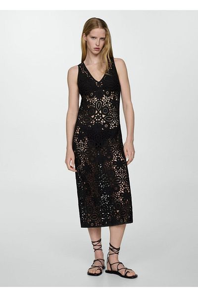MANGO Woman Crochet Midi Dress