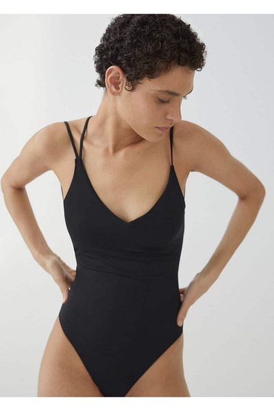 MANGO Woman Badeanzug mit V-Ausschnitt