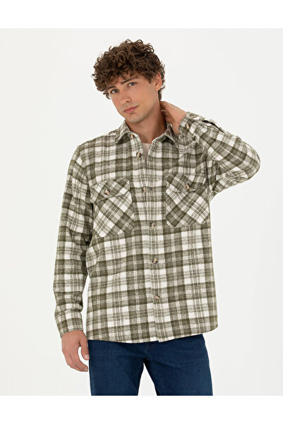 Pierre Cardin Haki Oduncu Oversize Gömlek 50274651-VR027