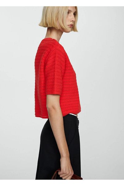 MANGO Woman Openwork detailed knit sweater