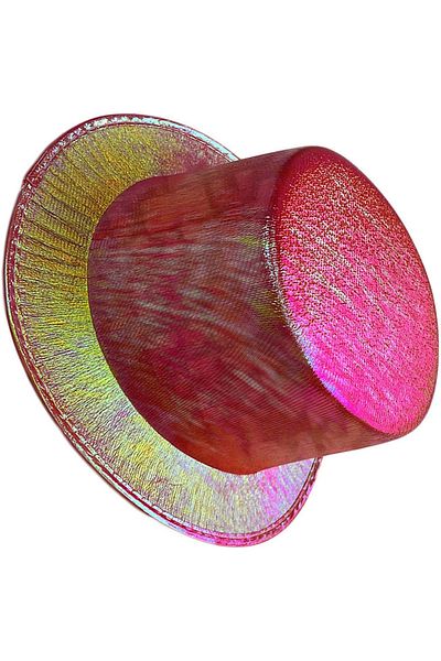 HİMARRY Red Color Luminous Hologram Fabric Covering Trilby Top Hat Adult Size