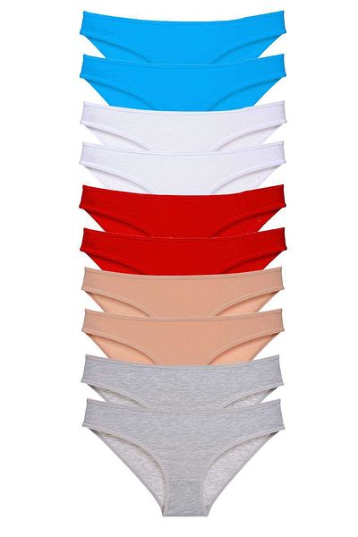 Ethab Ticaret 10 Pieces Eco Women's Slip Set - Lycra, Red, Skin, Gray, White and Blue