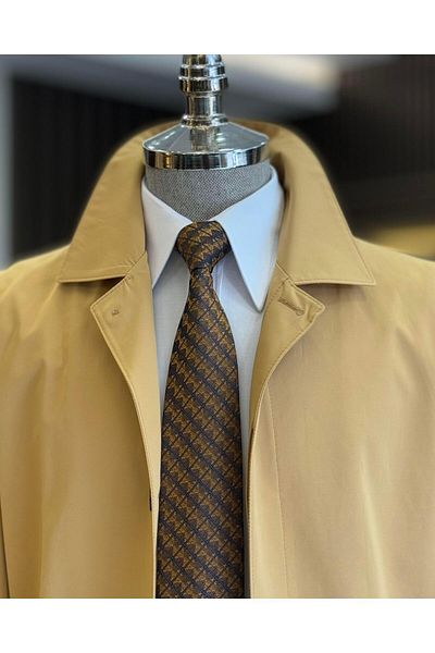 TerziAdemAltun Camel T9568 - Италиански стил сезонен мъжки тренчкот