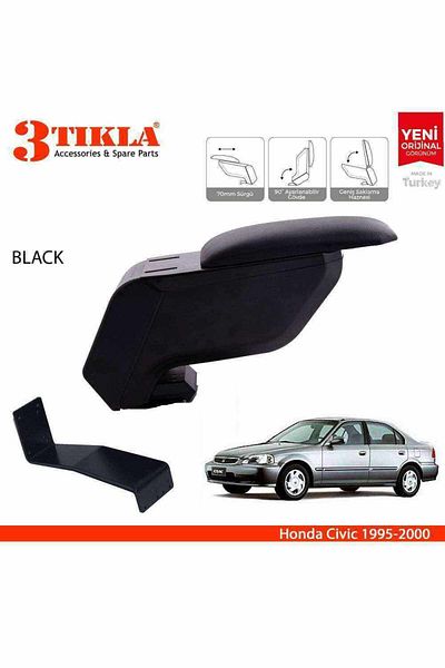 3 Tıkla Honda Civic 1995-2000 Delmesiz Çelik Ayaklı Siyah Kolçak Kol Dayama