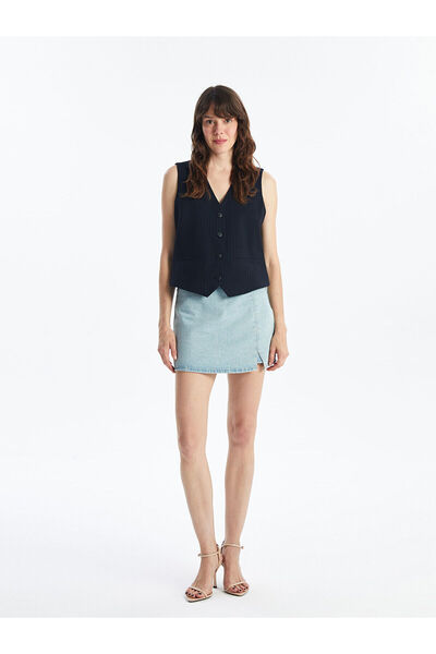 LC Waikiki Lcwk V-Neck Striped Women's Classic Vest