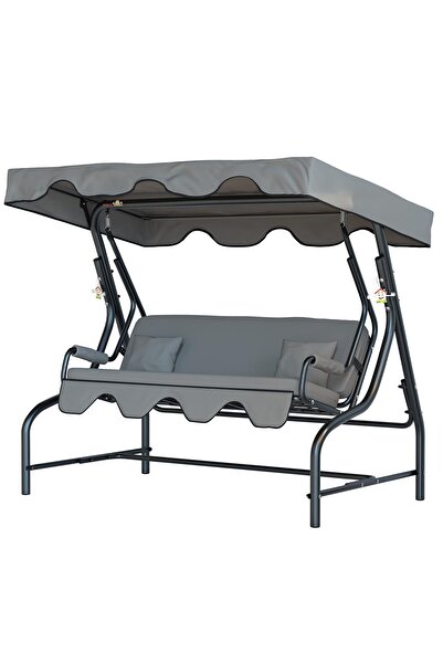 Yekta Home Yekta Germiyan 3 Kişilik Bahçe Salıncağı Balkon Salıncak 200 cm Gümüş