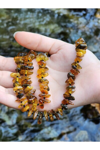 Kehribar Sarayı قلادة من أحفوري العنبر للبالغين بحجر الصداع النصفي 60 سم