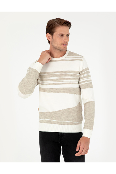 Pierre Cardin Kum Melanj Slim Fit Bisiklet Yaka Yün Karışımlı Triko Kazak 50296418-VR123