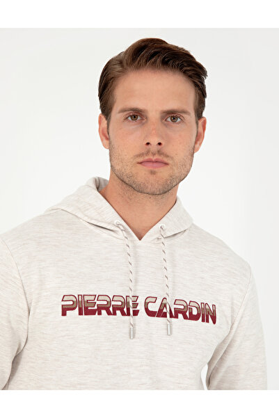 Pierre Cardin Bej Regular Fit Kapüşonlu Sweatshirt 50290665-VR011
