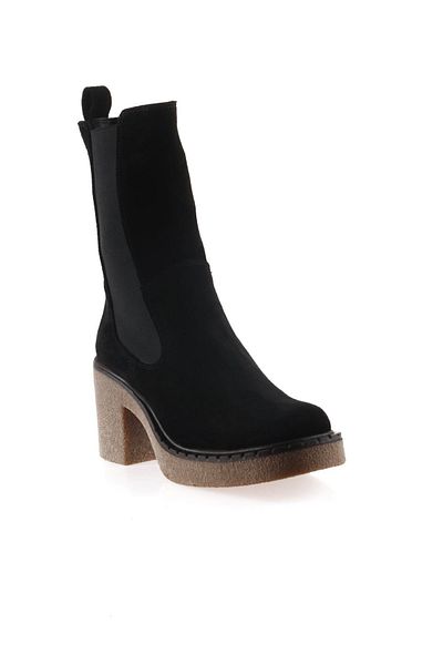 Bueno Shoes Cizme cu toc pentru femei din piele intoarsa - Negru 01wt2901