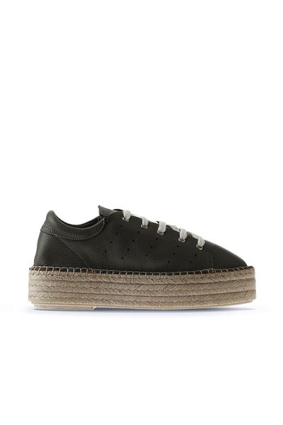 Bueno Shoes Espadrile de damă din piele kaki cu toc pană - 01wu5601