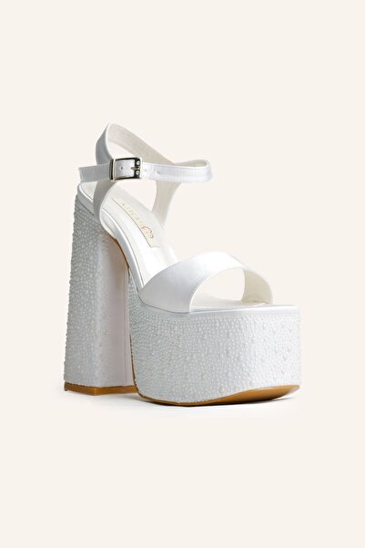 MARCATELLI Saten Serene Yüksek Platform Gelin Ayakkabısı