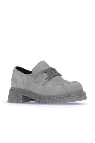 Bueno Shoes Светлосиви велурени дамски мокасини - 01wz1404