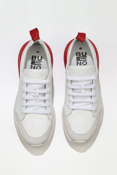 Bueno Shoes Pantofi sport pentru bărbați - piele albă roșie, model 01mq5500