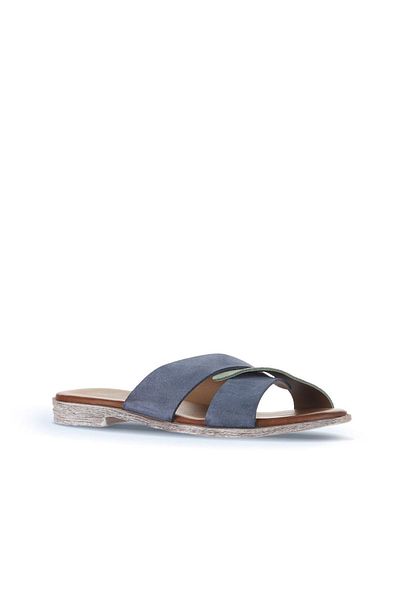 Bueno Shoes Γυναικείες φλατ παντόφλες Alf Suede Blue Green - 01wa3016