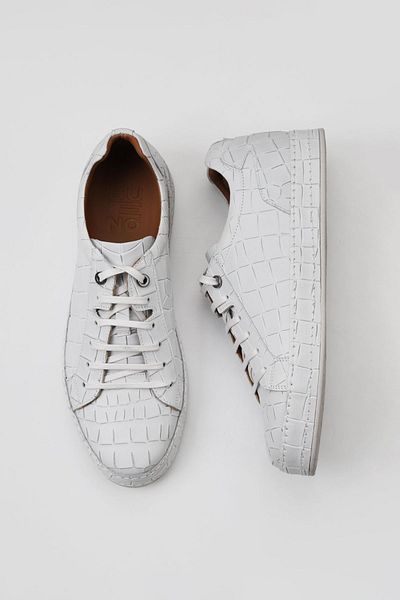 Bueno Shoes Ανδρικά Αθλητικά Παπούτσια Λευκό Δερμάτινο Κροκόδειλο - 09ma118