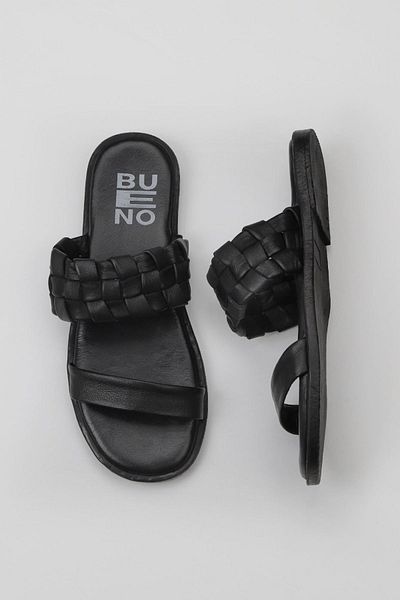 Bueno Shoes Papuci de damă din piele neagră - Design simplu 01wy2006