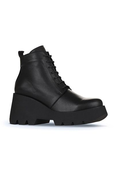 Bueno Shoes Cizme de damă din piele neagră cu toc pană - 01wz8402