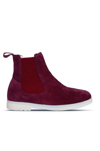 Bueno Shoes Дамски велурени равни ботуши, модел 01wt3300, червени, бордо