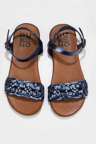 Bueno Shoes Sandale de damă din piele albastru bleumarin strălucitor - 01wu4251