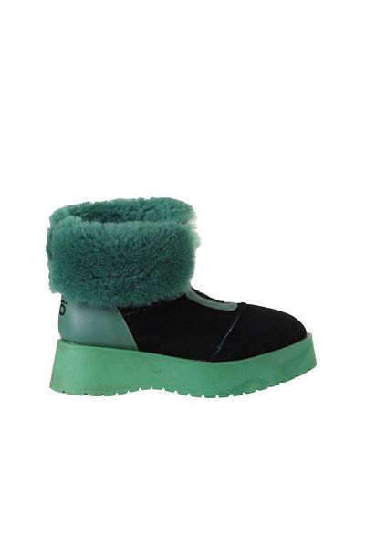Bueno Shoes Πράσινες μαύρες γυναικείες μπότες με τακούνι - Δερμάτινο-Σουέντ 01wv1316