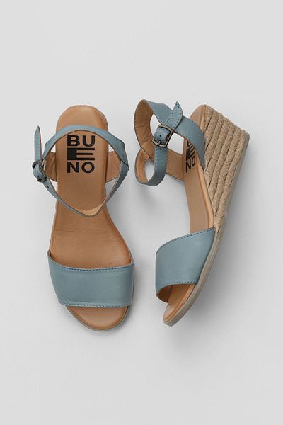Bueno Shoes Sandale espadrille damă din piele albastră cu toc pană - 01ws11101