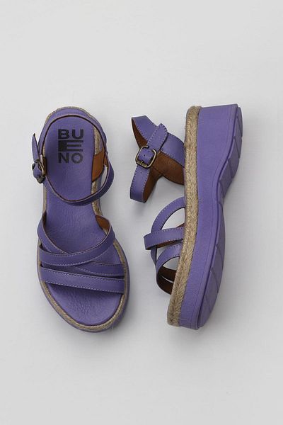 Bueno Shoes Sandale de damă din piele liliac cu toc pană - 01wy8203