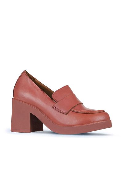Bueno Shoes Pantofi cu toc de damă roz din piele - 01wz7103