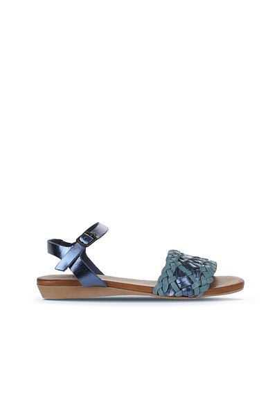 Bueno Shoes Sandale de damă din piele albastră strălucitoare - 01wu7449
