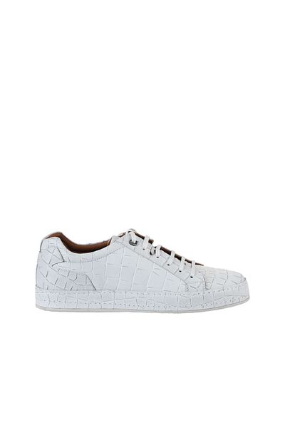 Bueno Shoes Ανδρικά Αθλητικά Παπούτσια Λευκό Δερμάτινο Κροκόδειλο - 09ma118