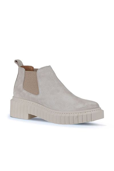 Bueno Shoes Γυναικείες μπότες με τακούνι σε μπεζ σουέντ - 01wz6311