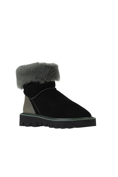 Bueno Shoes Γυναικείες μπότες Khaki Black Suede - Flat Cut 01wv10205
