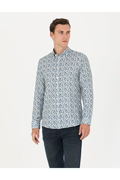 Pierre Cardin Petrol Slim Fit Uzun Kollu Gömlek 50275621-VR102