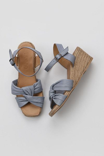 Bueno Shoes Sandale espadrille damă din piele albastră cu toc pană - 01ws10307