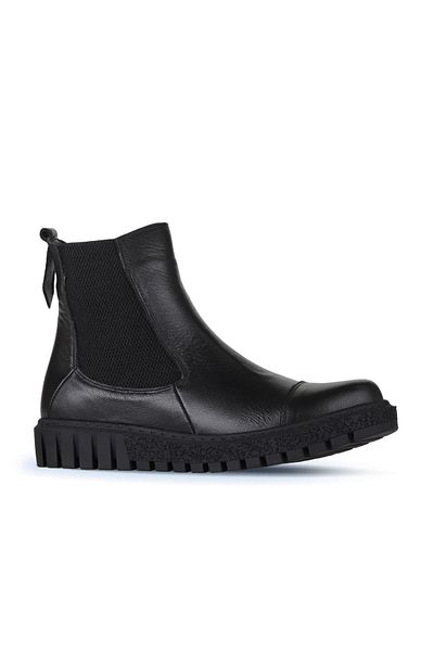 Bueno Shoes Μαύρα Δερμάτινα Γυναικεία Μποτάκια - Flat Model 01wz5202